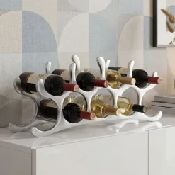 Modernes Weinregal 55cm Alu silber für 9 Flaschen Flaschenhalter Flaschenregal