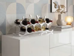 Modernes Weinregal 55cm Alu silber für 9 Flaschen Flaschenhalter Flaschenregal