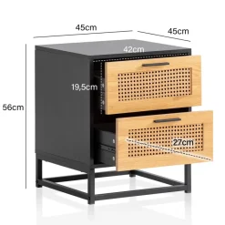 Nachtkonsole FineBuy Nachtkommode Boxspringbett 45 cm Schwarz Wiener Geflecht