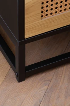 Nachtkonsole FineBuy Nachtkommode Boxspringbett 45 cm Schwarz Wiener Geflecht