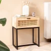 Nachtkonsole Massivholz Rattan Nachttisch Schublade Nachtkästchen Boxspringbett