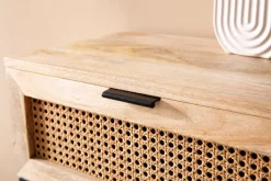 Nachtkonsole Massivholz Rattan Nachttisch Schublade Nachtkästchen Boxspringbett