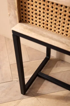 Nachtkonsole Massivholz Rattan Nachttisch Schublade Nachtkästchen Boxspringbett