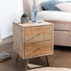 Nachtkonsole Massivholz 2 Schubladen Nachttisch Boxspringbetten Nachtkästchen