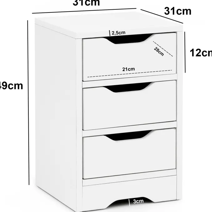 Nachtkonsole Nachtkommode Nachtschrank Nachttisch Nachtkästchen 3 Schubladen