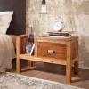 Nachtkonsole Sheesham Massivholz mit Schublade & Ablage Nachttisch Nachtkästchen