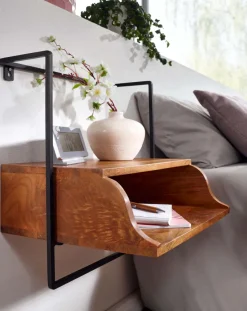 Nachtkonsole Wandmontage Massiv Ablage schwebender Nachttisch Wandboard Stauraum