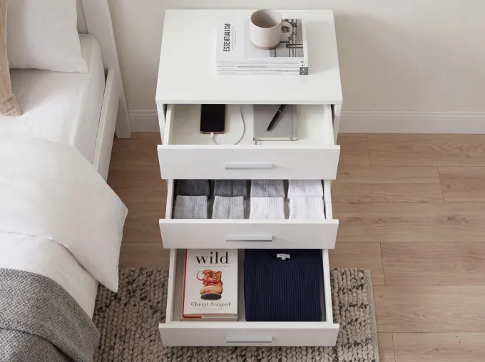 Nachtschrank Kommode Nachttisch Schublade Ablage Schlafzimmer Boxspring 68 cm
