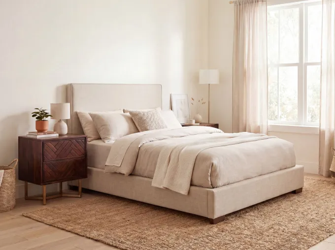 Nachttisch Akazie Massivholz 2 Schubladen Nachtkommode Nachtkästchen Boxspring