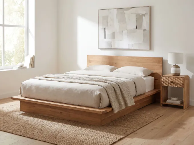 Nachttisch 54cm Massivholz Nachtkonsole hoch Nachtschrank mit Schublade Ablage