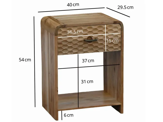 Nachttisch 54cm Massivholz Nachtkonsole hoch Nachtschrank mit Schublade Ablage