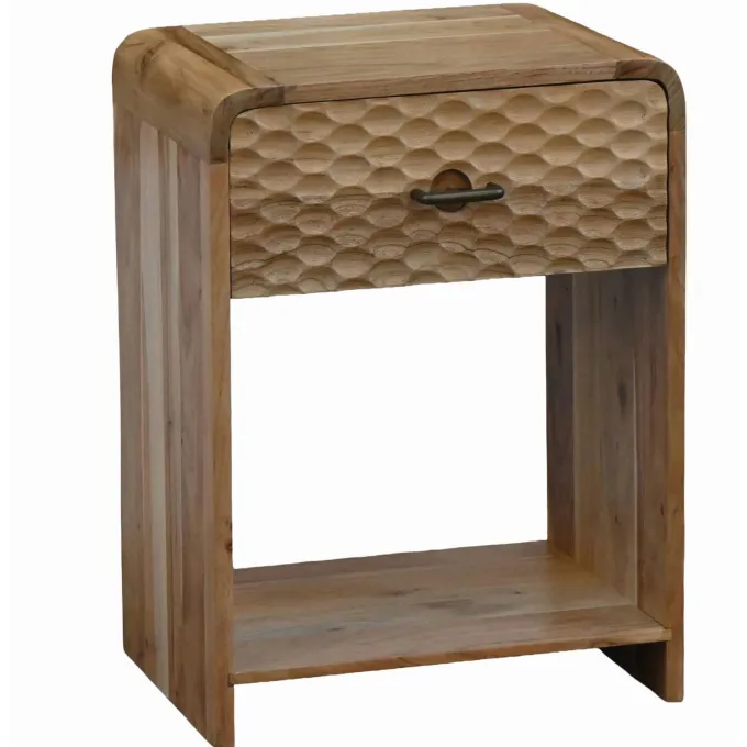 Nachttisch 54cm Massivholz Nachtkonsole hoch Nachtschrank mit Schublade Ablage