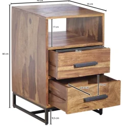 Nachttisch FineBuy Nachtkommode Boxspringbett Massivholz 40x35x66 cm Schubladen