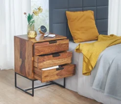 Nachttisch FineBuy Nachtkommode Boxspringbett Massivholz 50x40x65 cm Schubladen
