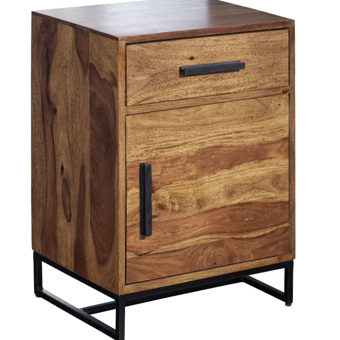 Nachttisch FineBuy Nachtkommode Boxspringbett Massivholz 45x35x65 cm Schublade