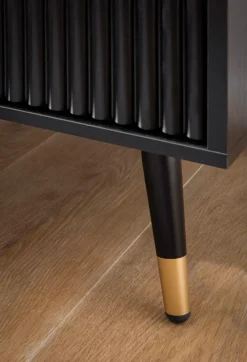 Nachttisch FineBuy Nachtkommode Boxspringbett 56 cm Schwarz Eiche Schubladen
