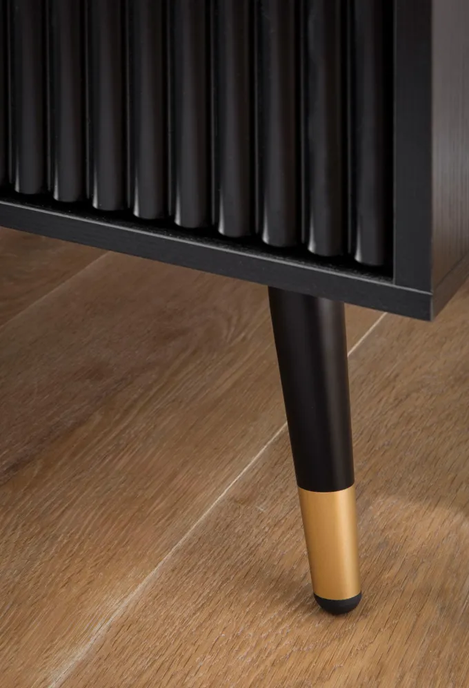Nachttisch FineBuy Nachtkommode Boxspringbett 56 cm Schwarz Eiche Schubladen