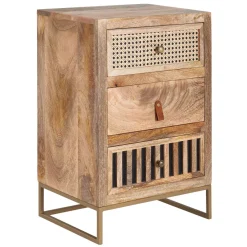 Nachttisch FineBuy Nachtkommode Boxspringbett Massivholz 60 cm Wiener Geflecht
