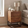 Nachttisch FineBuy Nachtkonsole Boxspringbett Massivholz 40x38x60 cm Schubladen