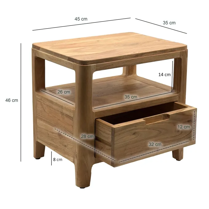 Nachttisch Massivholz Nachtkonsole Schublade Nachtkästchen Nachtschrank Modern