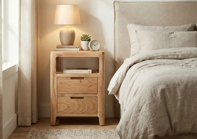 Nachttisch Massivholz Nachtkonsole Nachtkästchen Schublade Nachtschrank Modern