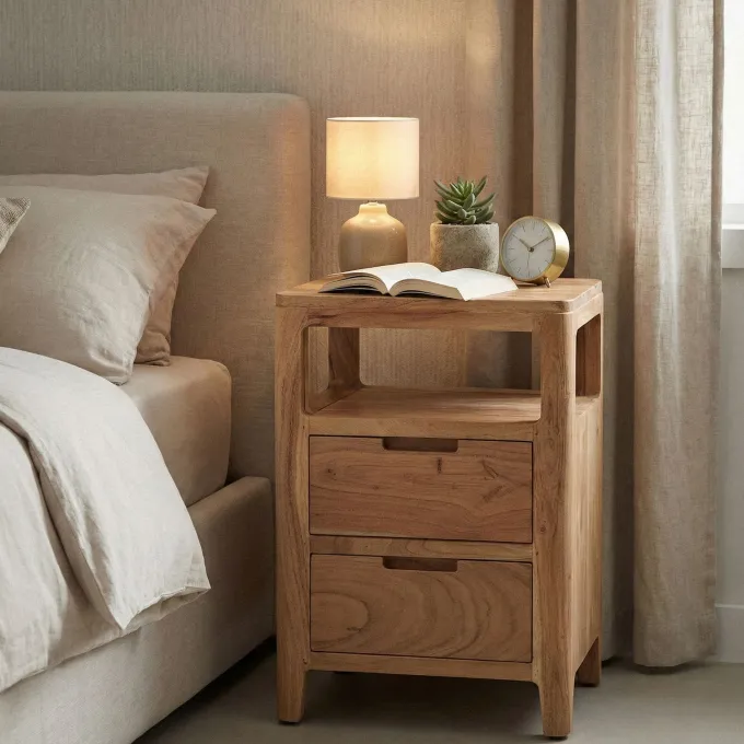 Nachttisch Massivholz Nachtkonsole Nachtkästchen Schublade Nachtschrank Modern