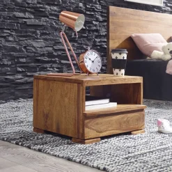 Nachttisch Massivholz Schublade & Ablage Flache Nachtkommode Futon Nachtkästchen