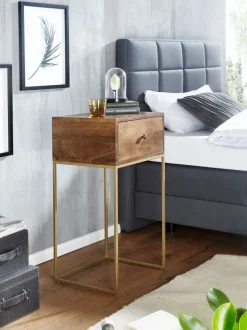 Nachttisch Massivholz Schublade Nachtkonsole Boxspringbett Nachtkommode Stauraum