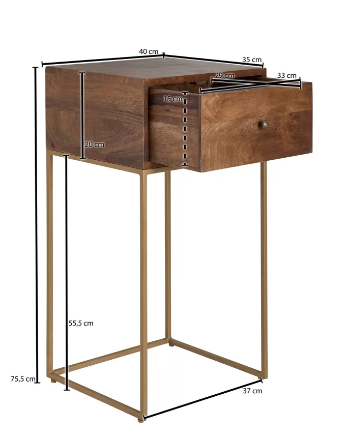 Nachttisch Massivholz Schublade Nachtkonsole Boxspringbett Nachtkommode Stauraum