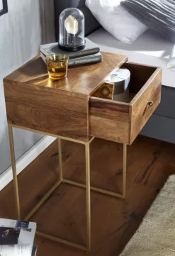 Nachttisch Massivholz Schublade Nachtkonsole Boxspringbett Nachtkommode Stauraum