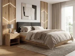 Nachttisch Nachtkommode Boxspringbett 50cm Eiche Dekor Schublade Stauraum Klein