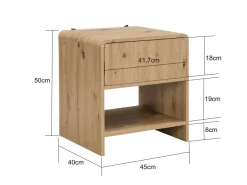 Nachttisch Nachtkommode Boxspringbett 50cm Eiche Dekor Schublade Stauraum Klein