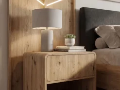 Nachttisch Nachtkommode Boxspringbett 50cm Eiche Dekor Schublade Stauraum Klein