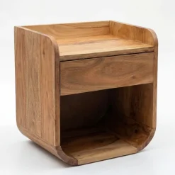 Nachttisch 35x33cm Massivholz Nachtkonsole Hängend Schublade schwebend Nako