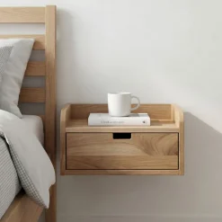 Nachttisch 45x30cm Massivholz Nachtkonsole Hängend mit Schublade schwebend