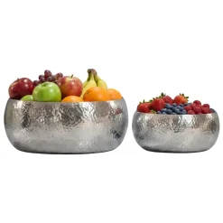 Obstschale 2er Set Früchteschale Aluminium Schale 36cm Metall Hammerschlag Rund