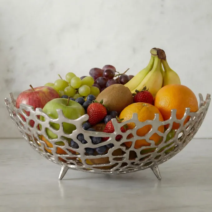 Obstschale Früchtekorb Aluminium Groß Schale 46cm Dekoschale Metall Obstkorb