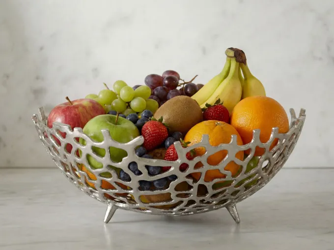 Obstschale Früchtekorb Aluminium Groß Schale 46cm Dekoschale Metall Obstkorb