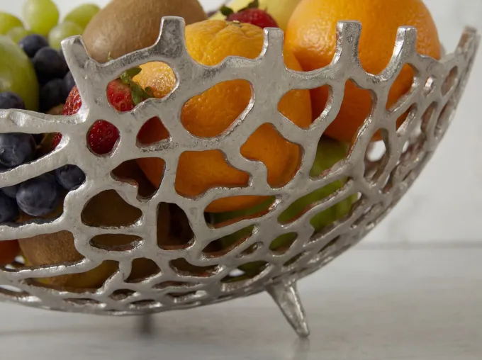 Obstschale Früchtekorb Aluminium Groß Schale 46cm Dekoschale Metall Obstkorb