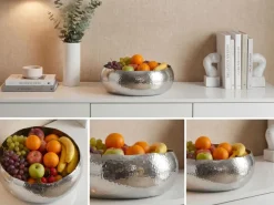 Obstschale Früchteschale Aluminium Rund Schale 35cm Hammerschlag Metall Obstkorb