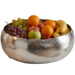 Obstschale Früchteschale Aluminium Rund Schale 35cm Hammerschlag Metall Obstkorb