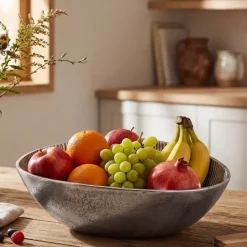 Obstschale Früchteschale Aluminium Schale 40cm Dekoschale Metall Obstkorb Oval