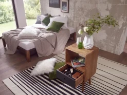 Retro Nachtkonsole + Schub Nachtschrank Holz Nachtkästchen Nachttisch Boxspring