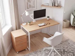 Rollcontainer Rollwagen Rollschrank Büro Container Schubladen Schrank Buche