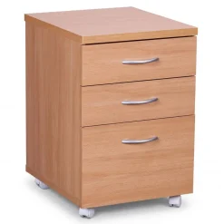 Rollcontainer Rollwagen Rollschrank Büro Container Schubladen Schrank Buche