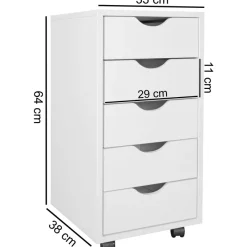 Rollcontainer 5 Schubladen Kinder Standcontainer Bürocontainer Schreibtisch