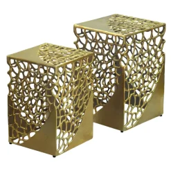 Satztisch 2er Set Beistelltisch Metall Aluminium Couchtisch Wohnzimmertisch Alu