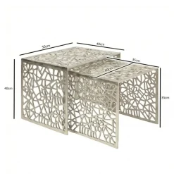 Satztisch 2er Set Couchtisch Aluminium Beistelltisch Metall Wohnzimmertisch Alu
