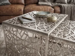 Satztisch 2er Set Couchtisch Aluminium Beistelltisch Metall Wohnzimmertisch Alu