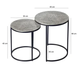 Satztisch 2er Set Metall rund Beistelltisch Sofatisch Couchtisch Aluminium Alu